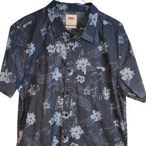 Levi's Men's XL Blue Floral Short Sleeve Casual Summer Button Up Shirt Top